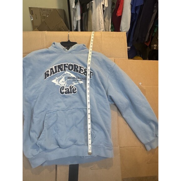 Vintage Rainforest Cafe MGM Grand Las Vegas Sweatshirt Blue Kids XXL Hoodie - Picture 7 of 11